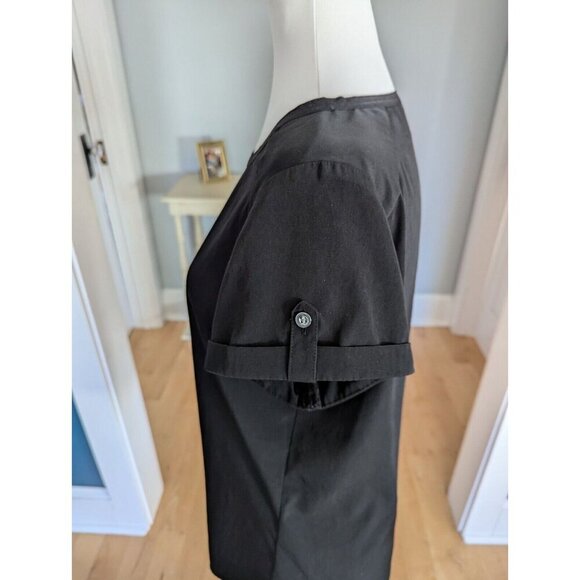 Chicos Basic Black Roll Tab Sleeve Polyester Top Size 1 - Picture 8 of 9